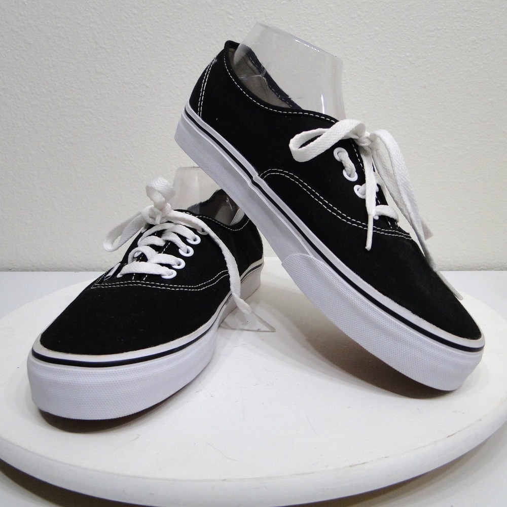 Vans Authentic Black White Canvas Low Top Skate Shoes Mens 10 VN000EE3BLK